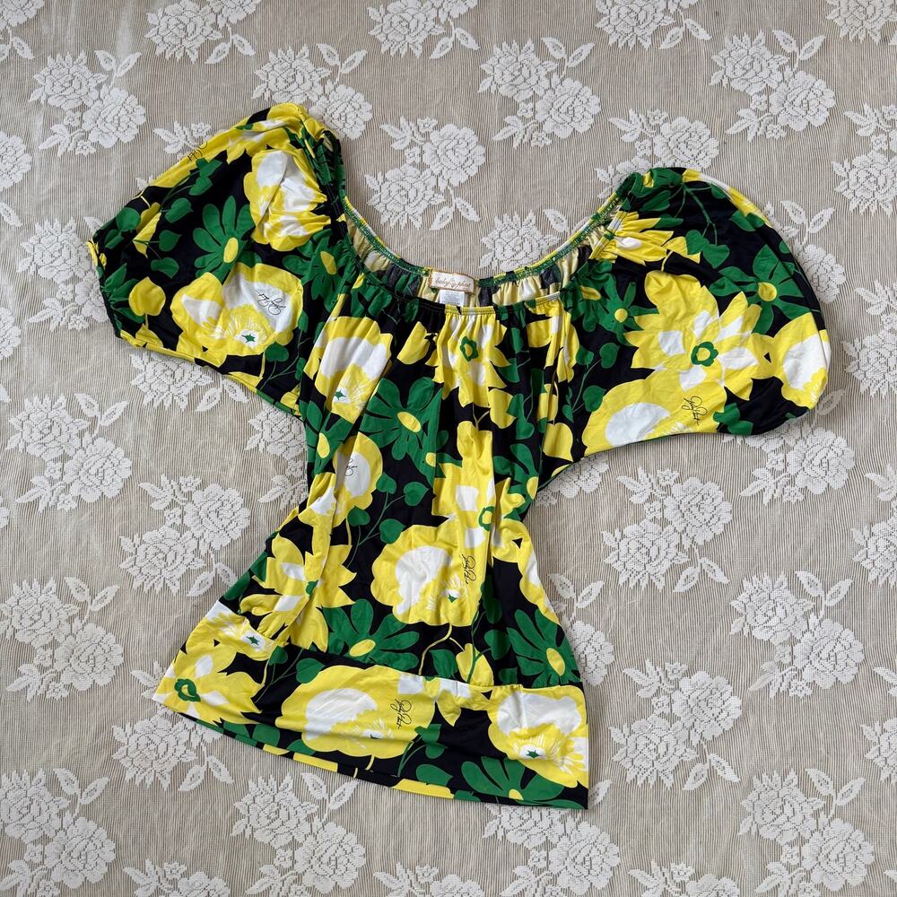 Baby Phat Floral Puff Sleeve Top Size XL — Fits M/L